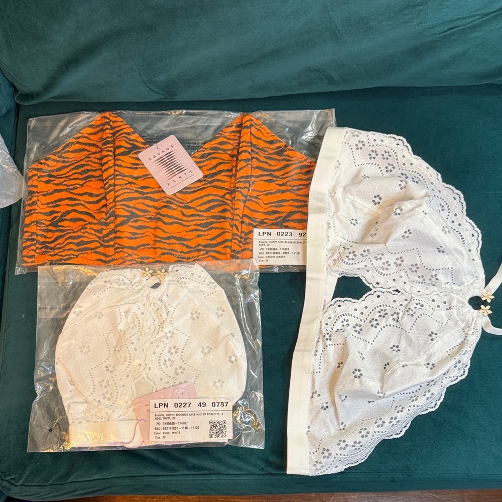 Savage X Fenty Bralette Orange and White  Set 3 for $20